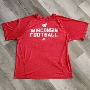 Adidas Wisconsin Badgers Football Shirt Red White Climalite Moisturewick Mens L